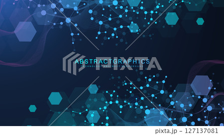 Modern health care abstract background with lines, dots and hexagons. Medical innovation banner template concept. Vector illustration. 127137081