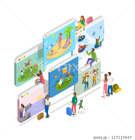 3D Isometric Flat  Illustration of Memory Of Journies, Album of Memories 127137647