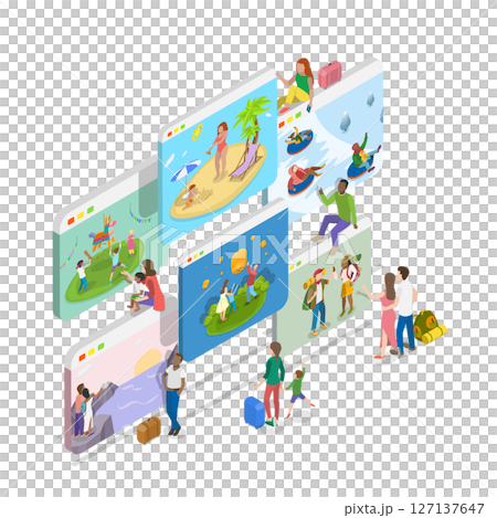3D Isometric Flat  Illustration of Memory Of Journies, Album of Memories 127137647