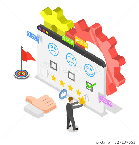 3D Isometric Flat Illustration of Quality Survey, Public Opinion Polling 3D Isometric Flat Illustration of Quality Survey, Public Opinion Polling 127137653