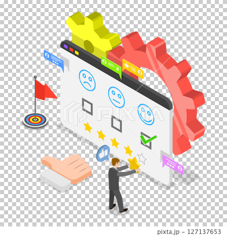 3D Isometric Flat Illustration of Quality Survey, Public Opinion Polling 3D Isometric Flat Illustration of Quality Survey, Public Opinion Polling 127137653