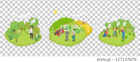 3D Isometric Flat  Illustration of Conservation Science, Knowledge About Nature 127137670