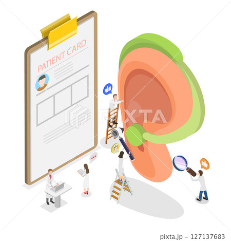 3D Isometric Flat  Illustration of Deafness, Loss Of Hearing Leading 127137683