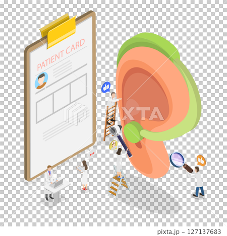 3D Isometric Flat  Illustration of Deafness, Loss Of Hearing Leading 127137683
