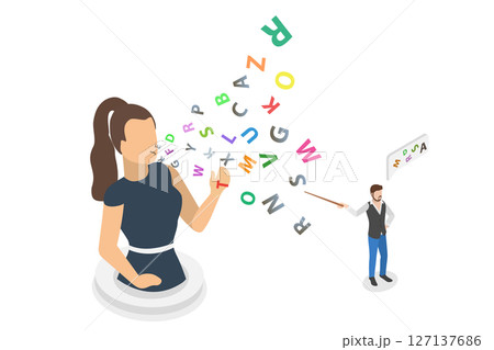 3D Isometric Flat Illustration of Speech Therapy, A Holistic Approach To Learning And Development 3D Isometric Flat Illustration of Speech Therapy, A Holistic Approach To Learning And Development 127137686