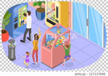 3D Isometric Flat  Illustration of Vending Machine, Food Selling Equipment 127137690