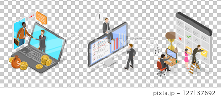 3D Isometric Flat  Illustration of Stakeholder Management, Partnership and Collaboration 127137692