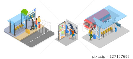 3D Isometric Flat Illustration of Smart City Transport, Sustainable Transportation 3D Isometric Flat Illustration of Smart City Transport, Sustainable Transportation 127137695