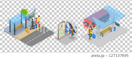 3D Isometric Flat Illustration of Smart City Transport, Sustainable Transportation 3D Isometric Flat Illustration of Smart City Transport, Sustainable Transportation 127137695