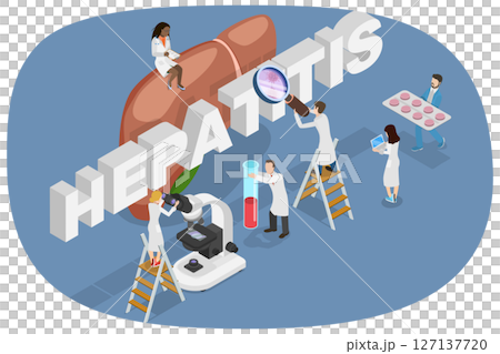 3D Isometric Flat Illustration of Hepatitis, Liver Disease, Healthcare and Treatment 3D Isometric Flat Illustration of Hepatitis, Liver Disease, Healthcare and Treatment 127137720