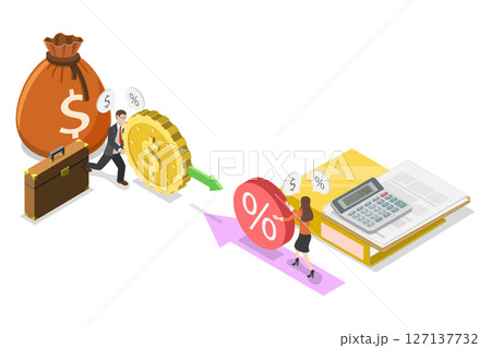3D Isometric Flat  Illustration of Business Loan, Financial Credit and Investment 127137732