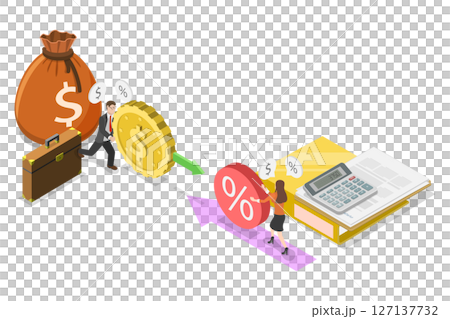 3D Isometric Flat  Illustration of Business Loan, Financial Credit and Investment 127137732