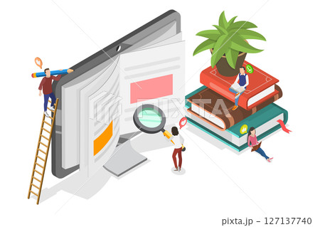 3D Isometric Flat Illustration of Self Care Literature, Books For Personal Growth And Development 3D Isometric Flat Illustration of Self Care Literature, Books For Personal Growth And Development 127137740