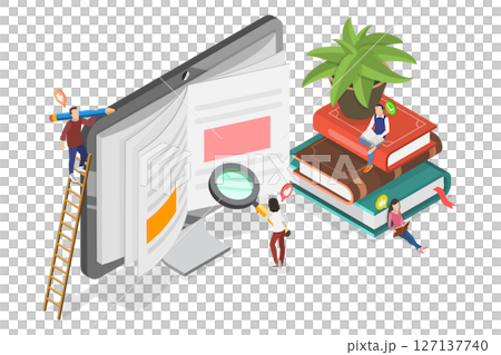 3D Isometric Flat Illustration of Self Care Literature, Books For Personal Growth And Development 3D Isometric Flat Illustration of Self Care Literature, Books For Personal Growth And Development 127137740