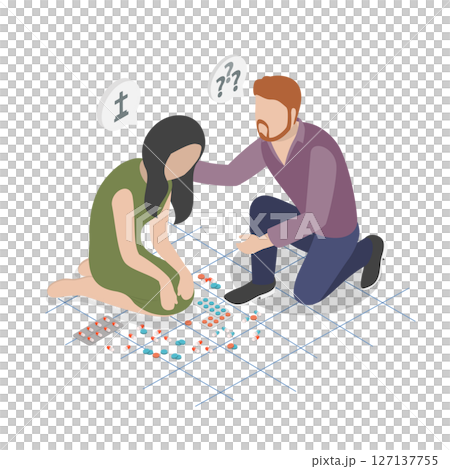 3D Isometric Flat  Illustration of Suicide Prevention Day, Support For Mental Depression 127137755