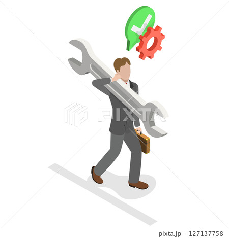 3D Isometric Flat  Illustration of Problem Fixing, Technical Service 127137758