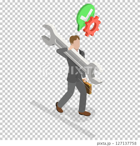 3D Isometric Flat  Illustration of Problem Fixing, Technical Service 127137758