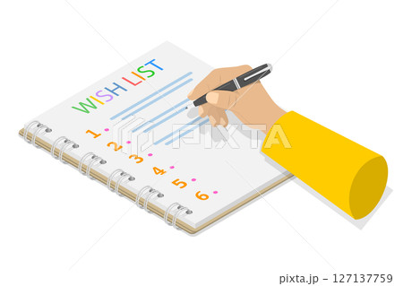 3D Isometric Flat  Illustration of Wish List , Preparing for a Holiday 127137759
