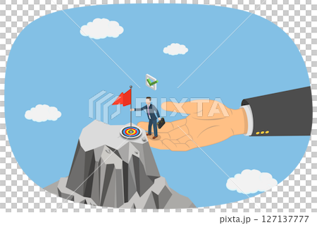 3D Isometric Flat  Illustration of Mentor Support, Guiding Employees To Achieve Company Goals And Success 127137777