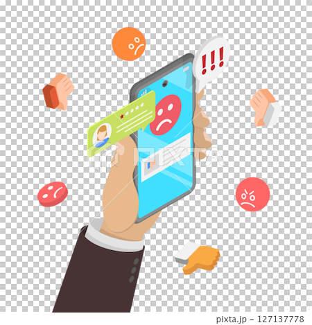 3D Isometric Flat Illustration of Negative Reviews, Low Ratings And Bad Reputation 3D Isometric Flat Illustration of Negative Reviews, Low Ratings And Bad Reputation 127137778