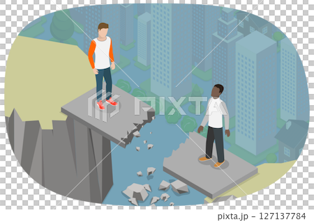 3D Isometric Flat  Illustration of Society Crisis, Communication Gap 127137784