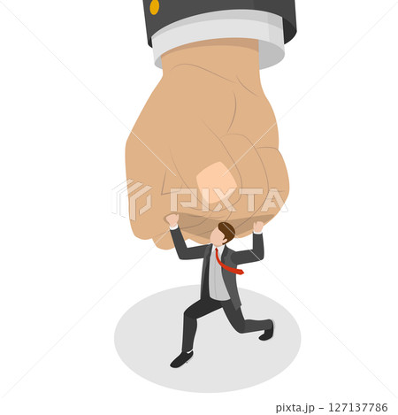 3D Isometric Flat Illustration of Bullying Boss, Employee Suffering from Abuse 3D Isometric Flat Illustration of Bullying Boss, Employee Suffering from Abuse 127137786
