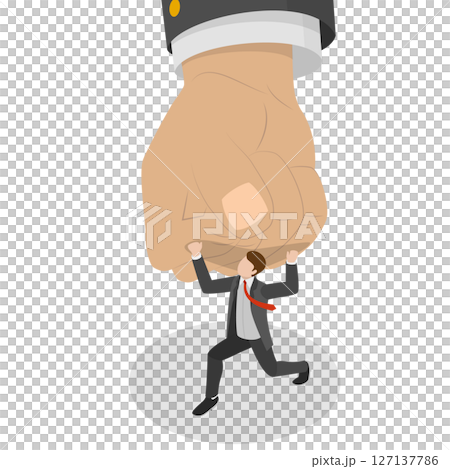 3D Isometric Flat  Illustration of Bullying Boss, Employee Suffering from Abuse 127137786