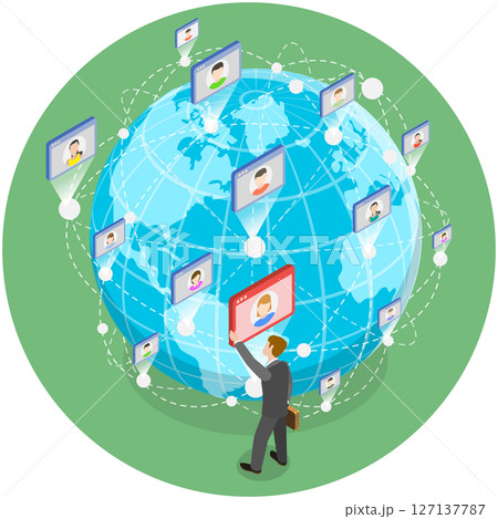 3D Isometric Flat  Illustration of Work Networking, Building Connections For Business Success 127137787