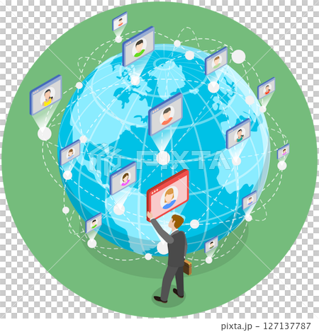 3D Isometric Flat  Illustration of Work Networking, Building Connections For Business Success 127137787