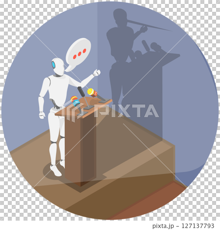 3D Isometric Flat Illustration of AI and False Information in Social Media, Deep Fake 3D Isometric Flat Illustration of AI and False Information in Social Media, Deep Fake 127137793