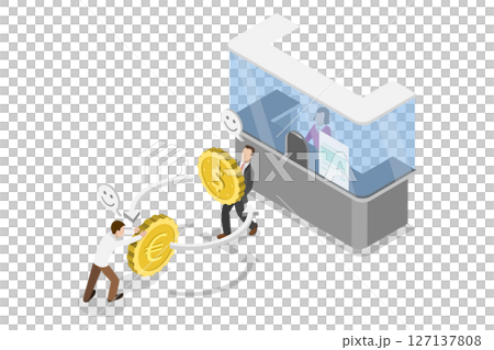 3D Isometric Flat  Illustration of Currency Exchange, Money Conversion 127137808