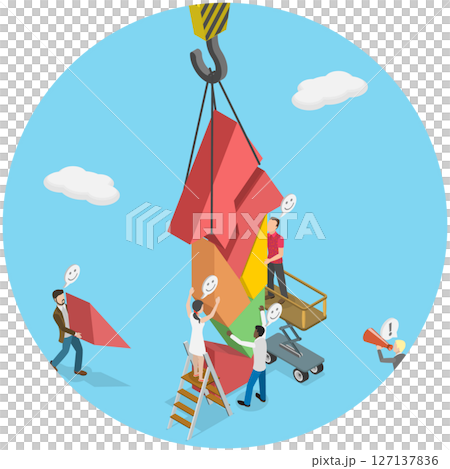 3D Isometric Flat Illustration of Teamwork and Cooperation, Solving Problems Through Collarboration, Support, And Partnership 3D Isometric Flat Illustration of Teamwork and Cooperation, Solving Problems Through Collarboration, Support, And Partnership 127137836