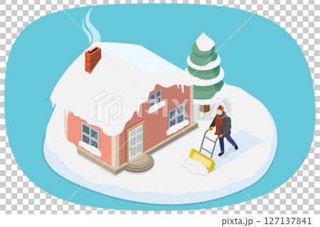 3D Isometric Flat Illustration of Winter Season Activity, Cleaning Snow 3D Isometric Flat Illustration of Winter Season Activity, Cleaning Snow 127137841
