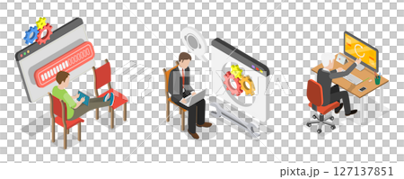 3D Isometric Flat  Illustration of Software Update , System Maintenance 127137851