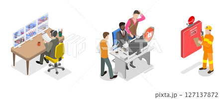 3D Isometric Flat  Illustration of Home Securitis, CCTV Equipment 127137872
