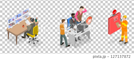 3D Isometric Flat  Illustration of Home Securitis, CCTV Equipment 127137872