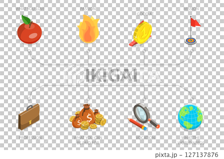 3D Isometric Flat Illustration of IKIGAI, Japanese Diagram Concept 3D Isometric Flat Illustration of IKIGAI, Japanese Diagram Concept 127137876