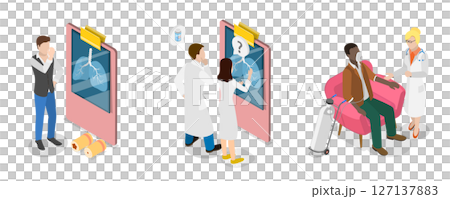 3D Isometric Flat Illustration of Pneumonia Disease, Tuberculosis, Lungs Healthcare 3D Isometric Flat Illustration of Pneumonia Disease, Tuberculosis, Lungs Healthcare 127137883