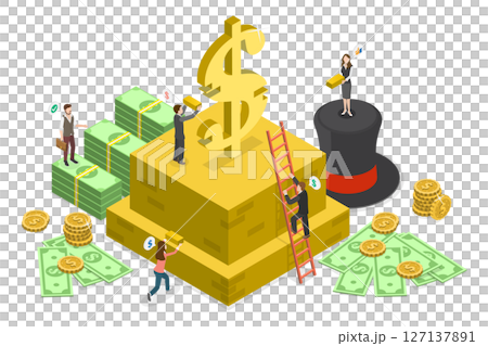 3D Isometric Flat Illustration of Capitalism Concept, Capital Accumulation 3D Isometric Flat Illustration of Capitalism Concept, Capital Accumulation 127137891