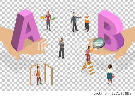 3D Isometric Flat  Illustration of Making Important Choice, Future Direction Concern 127137895