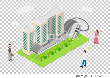 3D Isometric Flat  Illustration of Condominium, Real Estate, Private Residence 127137896