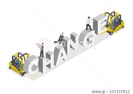 3D Isometric Flat  Illustration of Change Banner, Big Business Transition 127137912