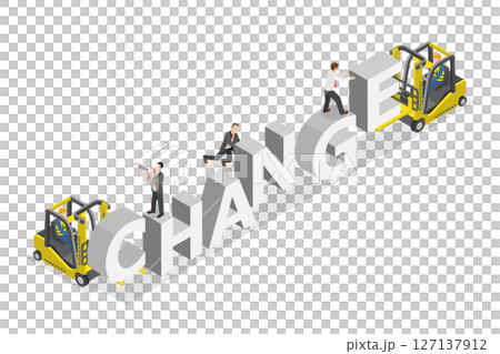 3D Isometric Flat  Illustration of Change Banner, Big Business Transition 127137912