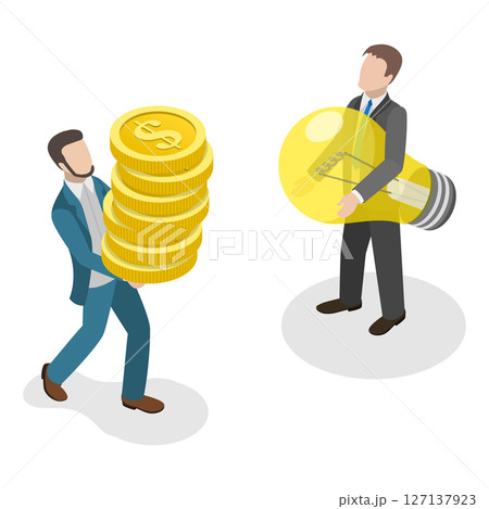 3D Isometric Flat Illustration of Successful Business Negotiation and Partnership, Financial Support for Startup 3D Isometric Flat Illustration of Successful Business Negotiation and Partnership, Financial Support for Startup 127137923