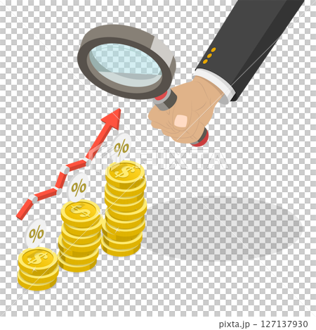 3D Isometric Flat Illustration of Interest Rate Growth, Inflation Rising up 3D Isometric Flat Illustration of Interest Rate Growth, Inflation Rising up 127137930