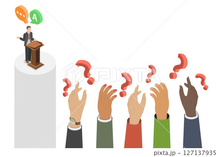 3D Isometric Flat  Illustration of Question and Answer, FAQ Concept 127137935