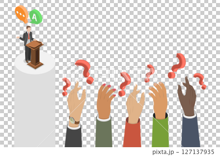 3D Isometric Flat  Illustration of Question and Answer, FAQ Concept 127137935