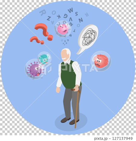 3D Isometric Flat  Illustration of Schizophrenia, Mental Disorder 127137949