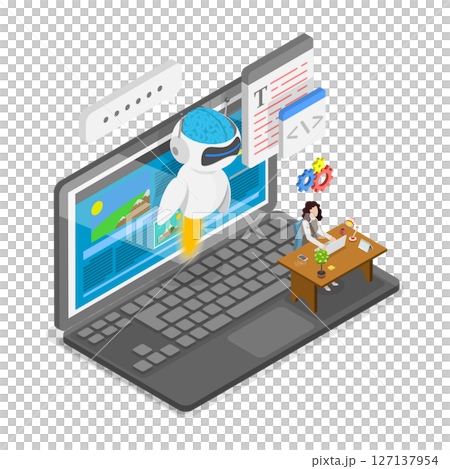 3D Isometric Flat Illustration of Artificial Intelligence In Business, Prompt Engineering 3D Isometric Flat Illustration of Artificial Intelligence In Business, Prompt Engineering 127137954