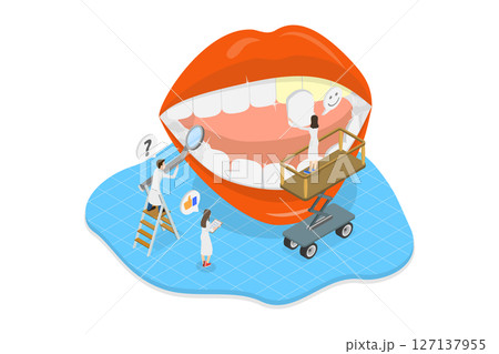 3D Isometric Flat  Illustration of Cosmetic Dentistry Service, Dental Veneers 127137955